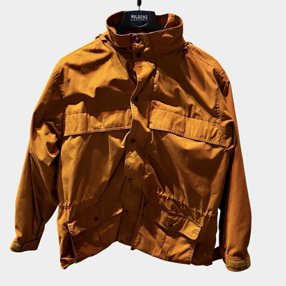 Eddie Bauer Men's Hooded Chore Coat, Wool Lined Full Zip and Snap Gold Siz Large